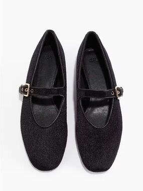 H&M Black Mary Jane Flats with Gold Buckle